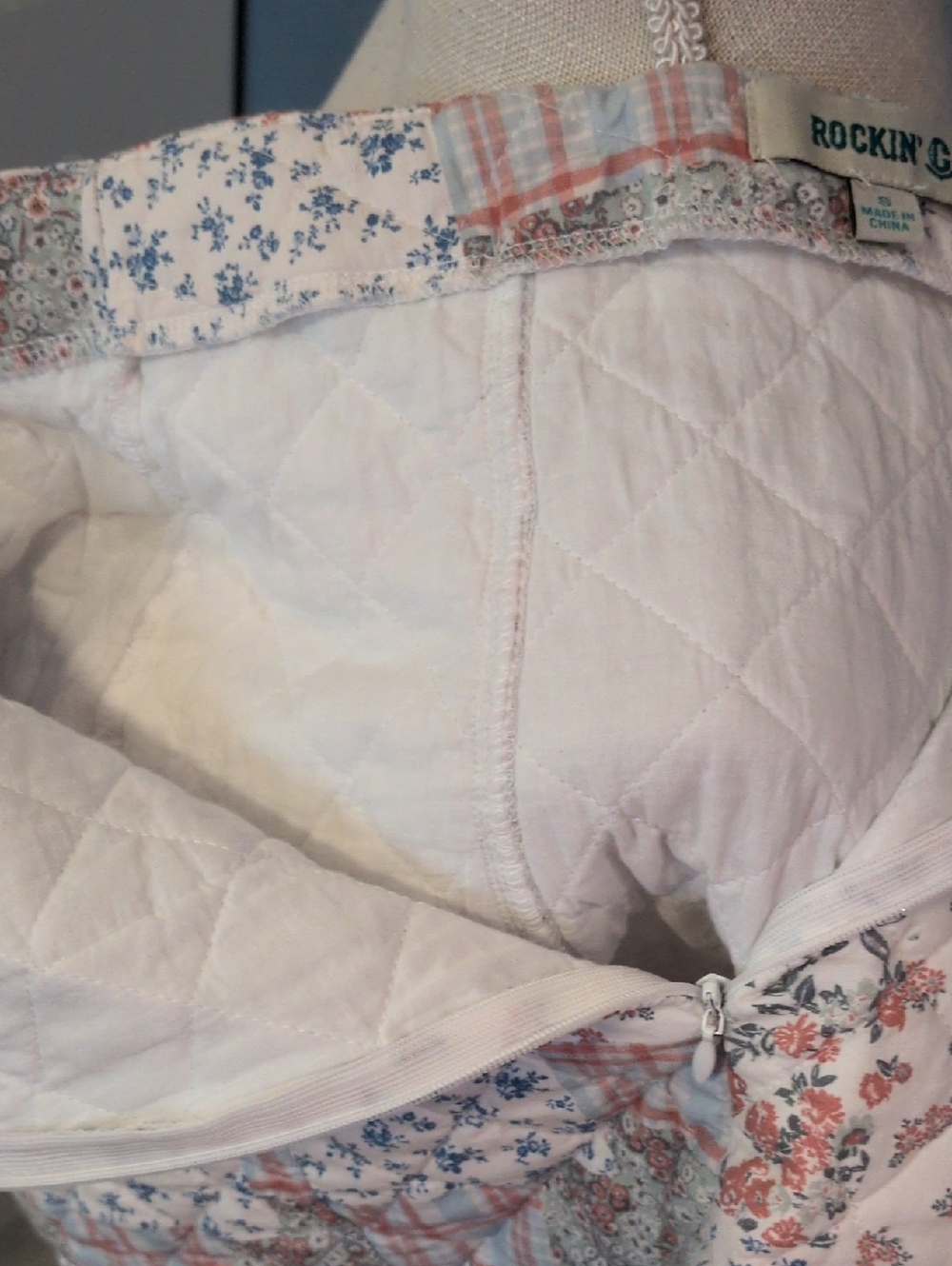 Rockin'C Ditzy Quilted Floral Plaid Mini Skirt Cottagecore Grandmacore Feminine - Picture 10 of 13